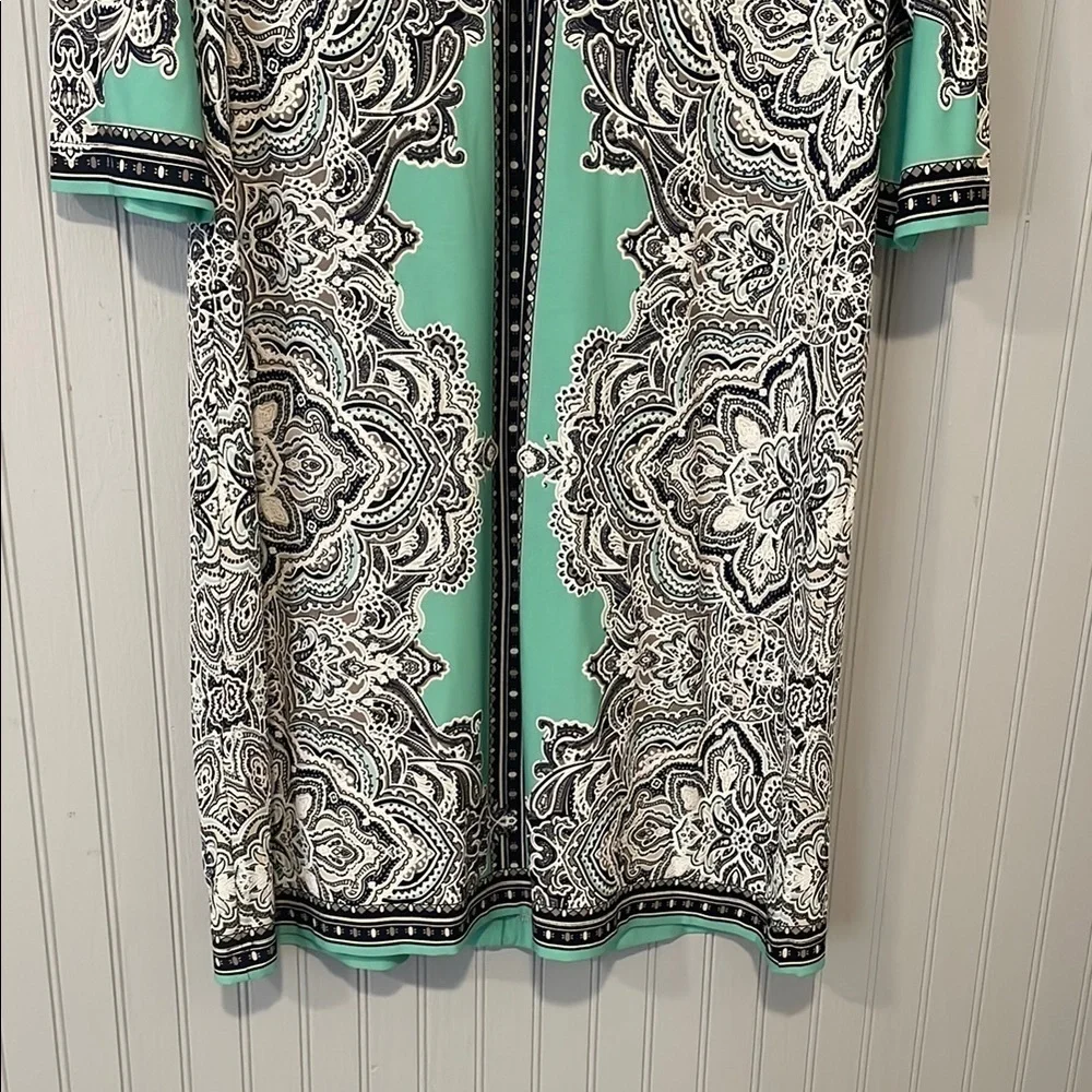 Studio One Green Blue Paisley Floral Sheath Dress | Large - Picture 5 of 11